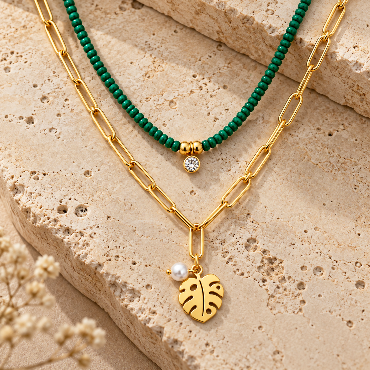 Palma Green Layered Necklace