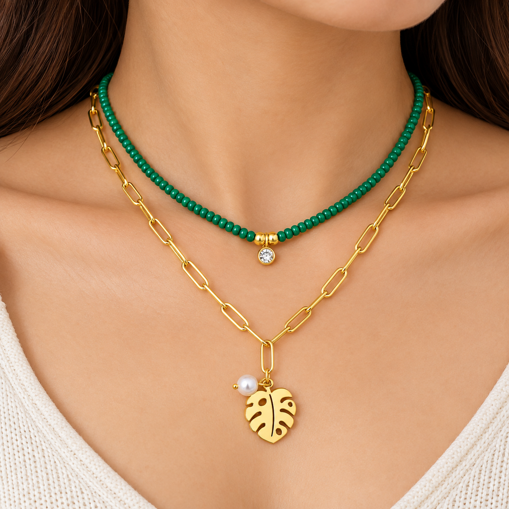 Palma Green Layered Necklace