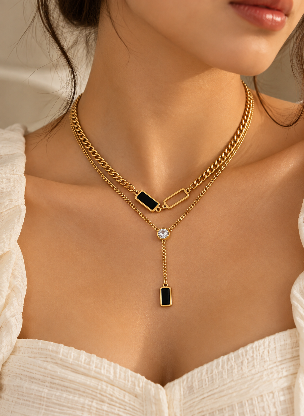 Noir Élan Layered Necklace