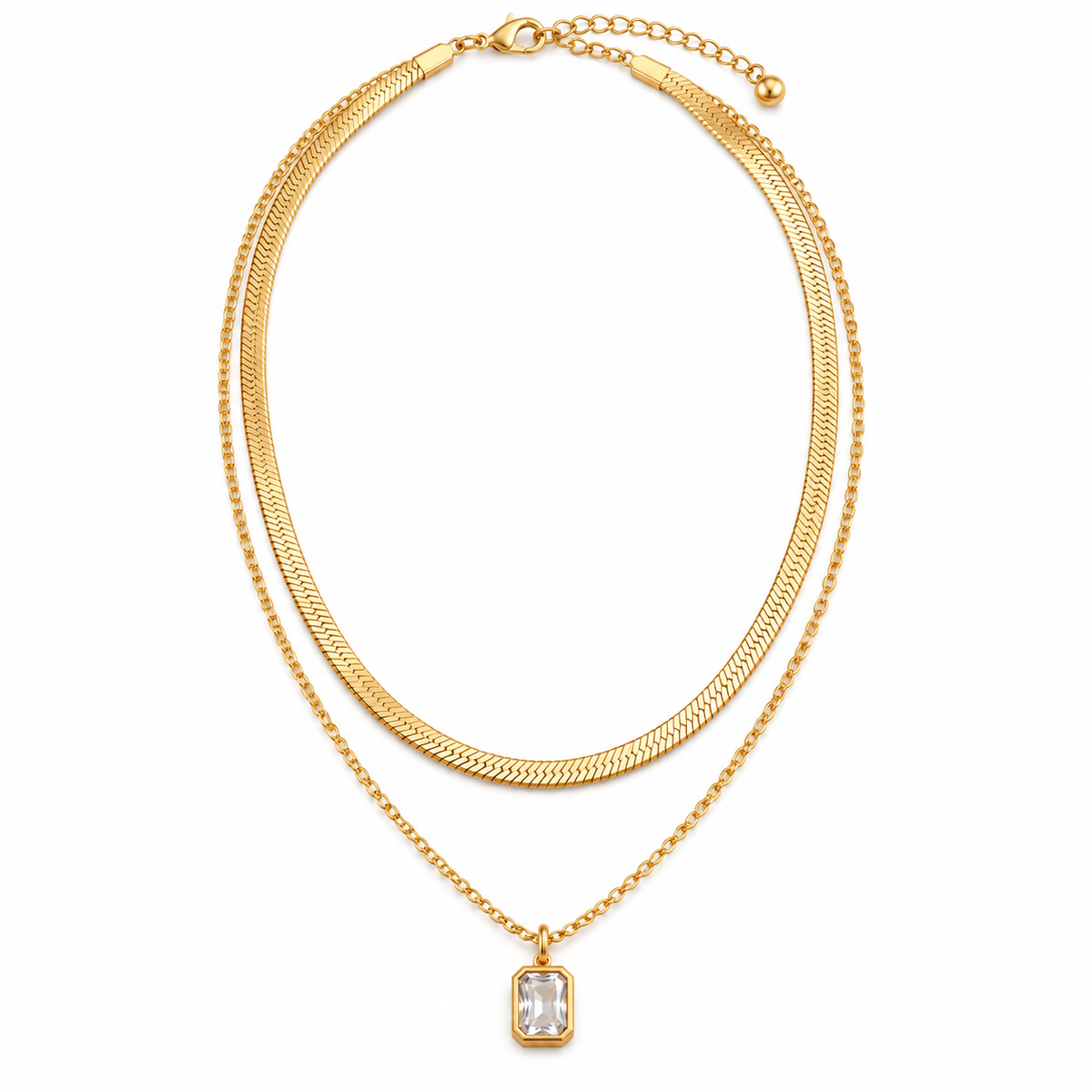 Crystal Veil Layered Necklace