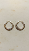 Sterling Silver Textured Hoop Earrings