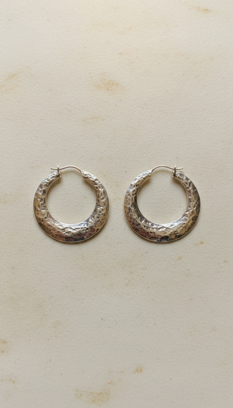 Sterling Silver Textured Hoop Earrings