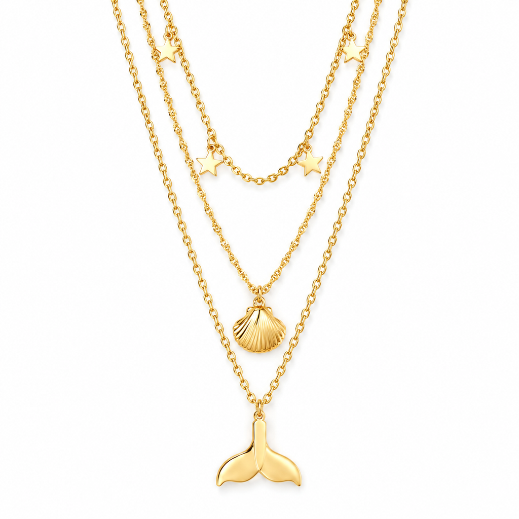 The Maris Layered Necklace on white background