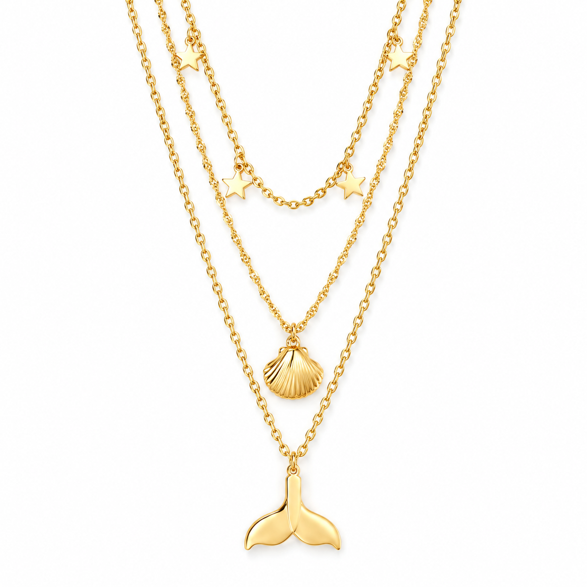 The Maris Layered Necklace on white background